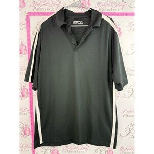 Nike golf fit dry shirt tee tshirt stripes Black Polo with White Side Stripes